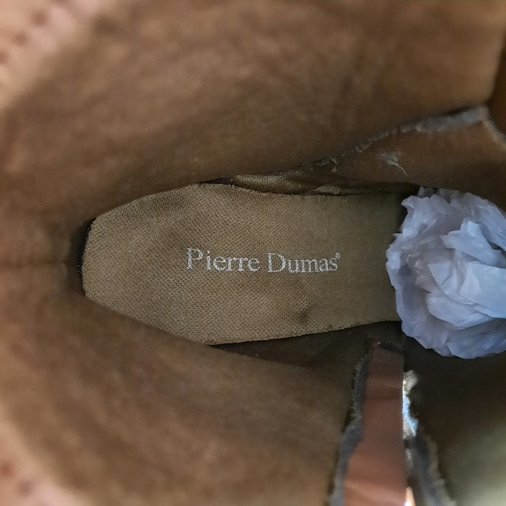 Pierre Dumas Women Leather Boots Shoes Above Ankle Two Tone Distressed Size 7 - Picture 8 of 9